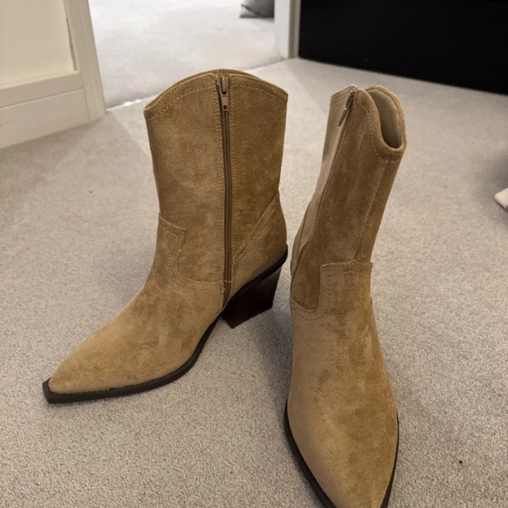 ASOS Camel Suede Heeled Boots